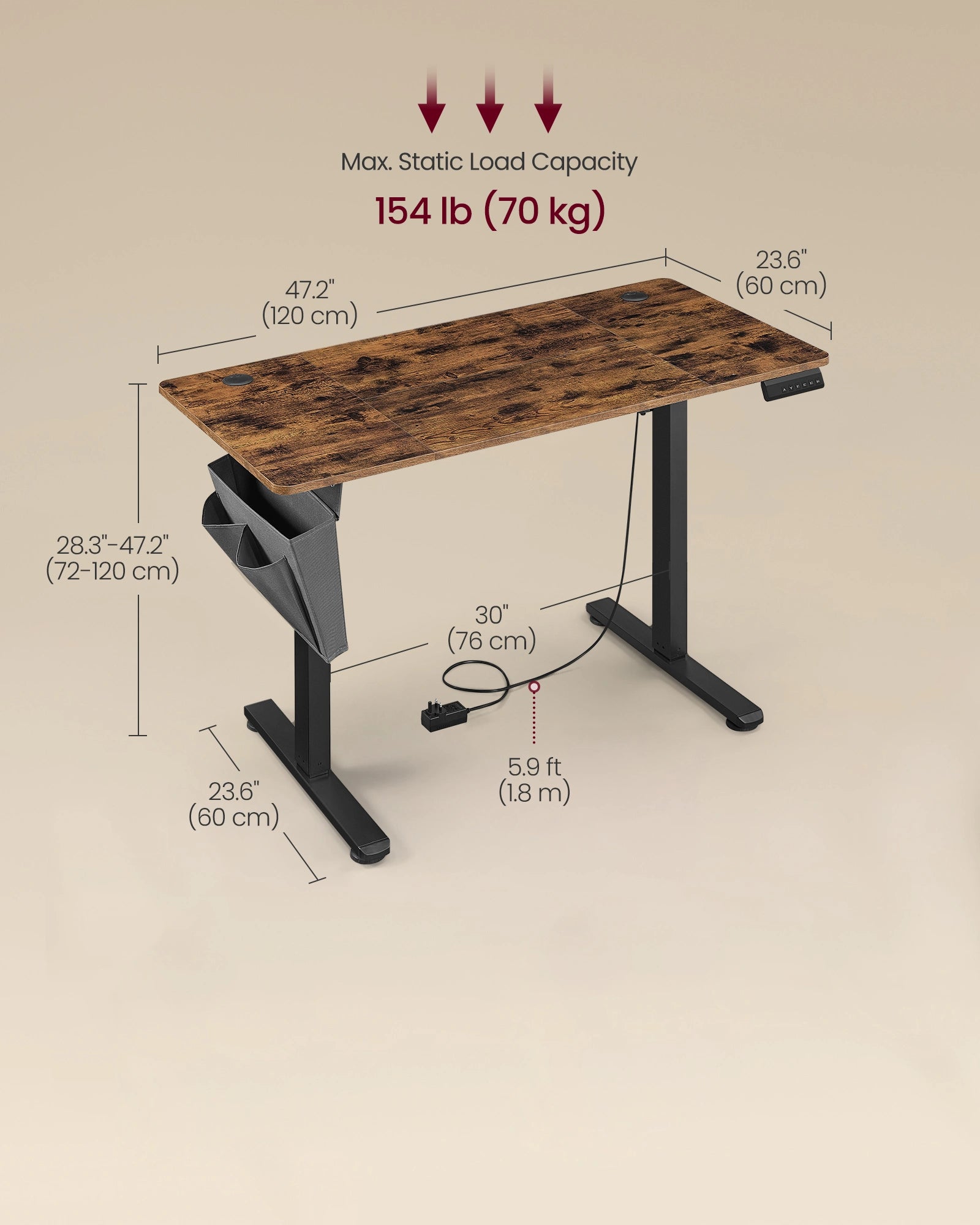 electric standing desk 120 x 60 cm dimensions by luxurygadgetshop