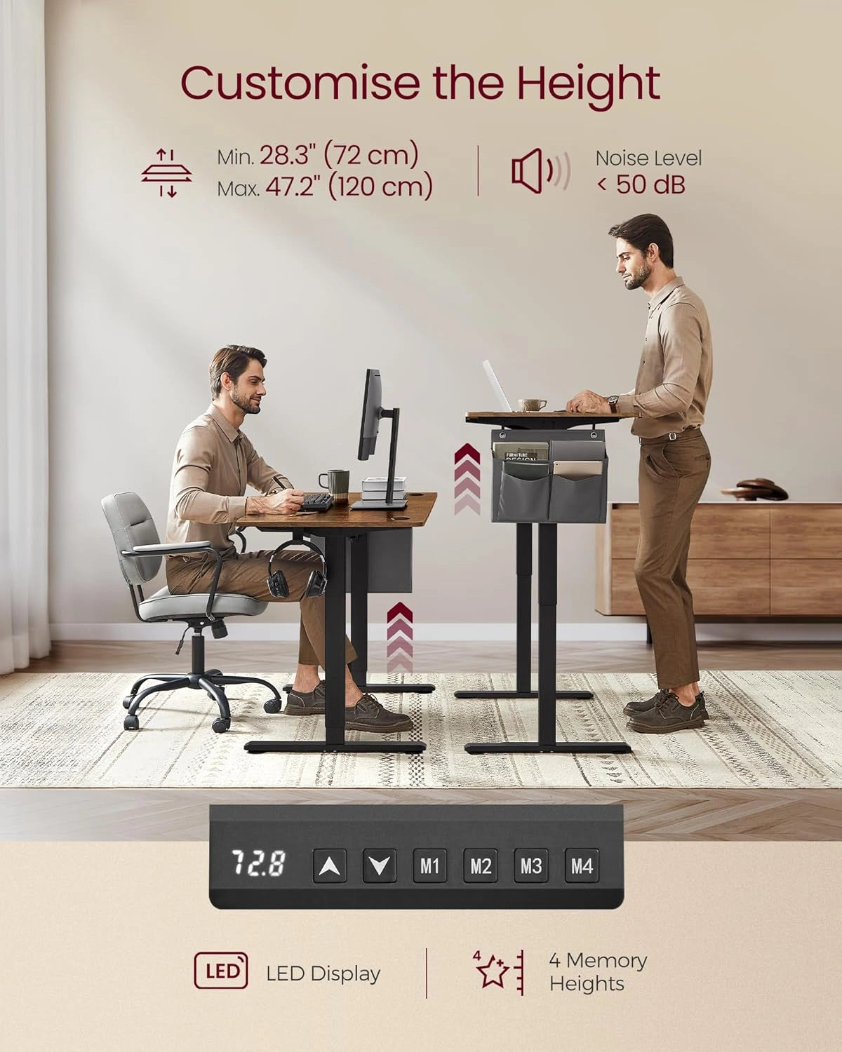 height adjustable electric standing desk 160cm with wood top - luxury gadget shop